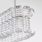 Close Up View of Crystal Prism Glass Rods and Chandelier Structure