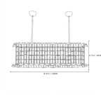 Modern Rectangular Crystal Prism Linear Chandelier Line Art Dimension Diagram