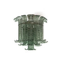 Modern Green Petal Art Glass Flush Mount Ceiling Light with Silver Hardware on Pure White Background