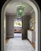 Modern Green Art Glass Flush Mount Ceiling Light in Archway Corridor