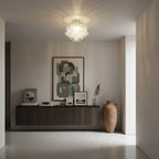 Modern Green Petal Ceiling Light Over Dining Room Table