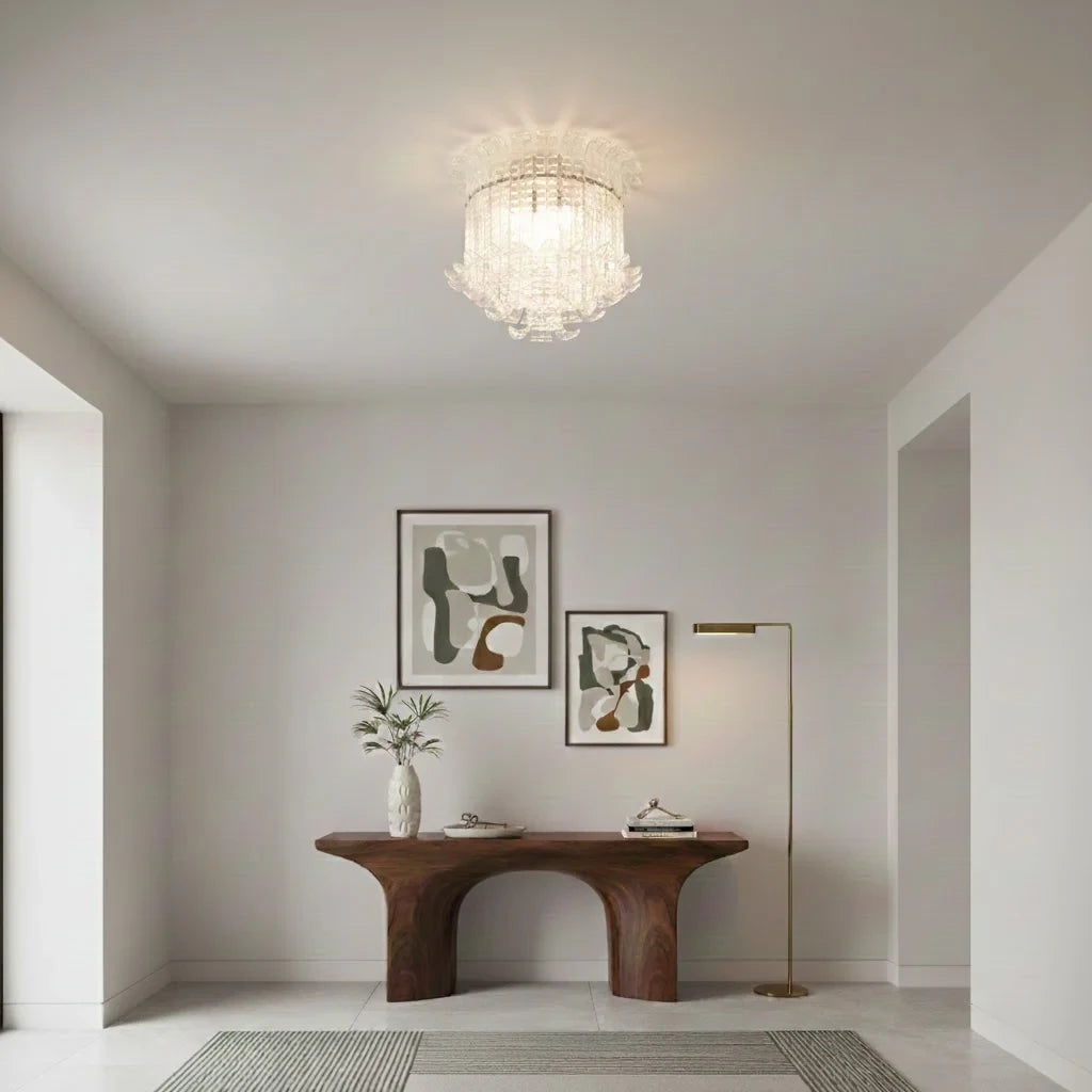 Modern Green Art Glass Ceiling Light in Modern Hallway