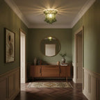 Modern Green Petal Art Glass Ceiling Light in Elegant Interior