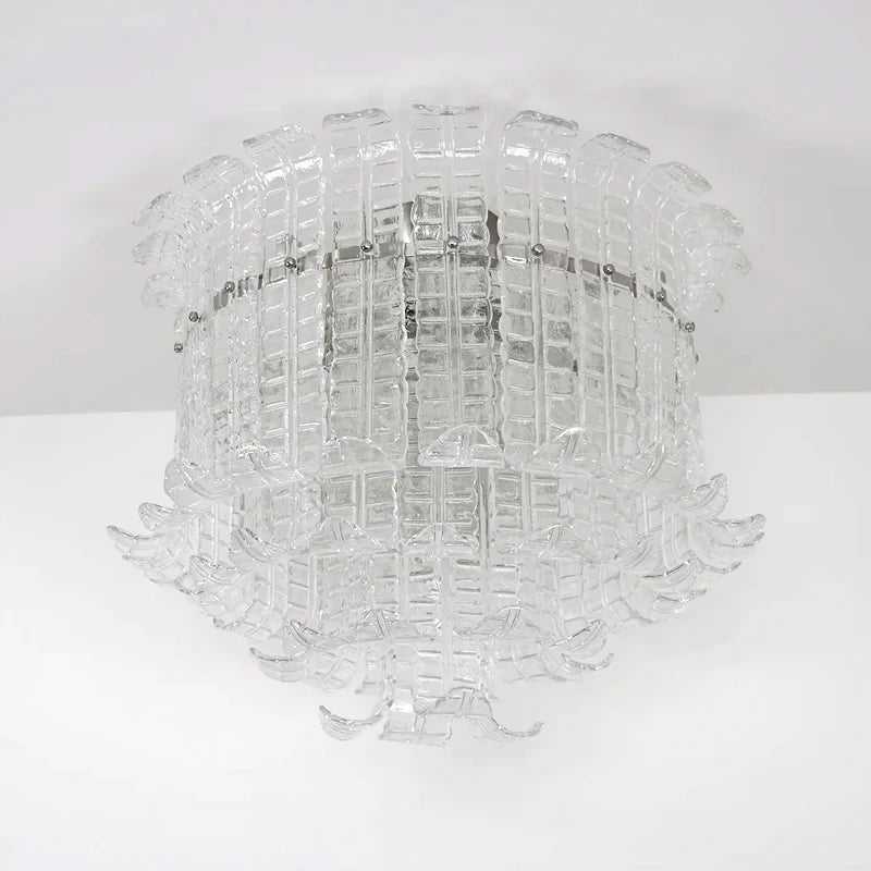 Illuminated Modern Clear Petal Art Glass Ceiling Light Studio Shot