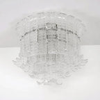 Illuminated Modern Clear Petal Art Glass Ceiling Light Studio Shot