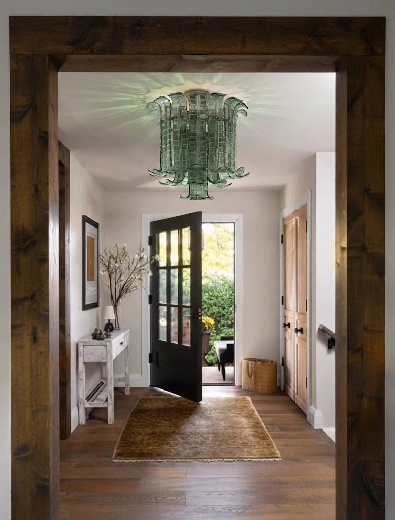 Modern Green Petal Ceiling Light in Hallway Interior