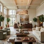 Modern Smoked Grey Fluted Art Glass Chandelier in Grand Living Space
