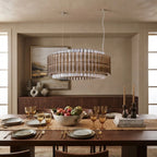 Modern Smoked Grey Fluted Art Glass Chandelier in Elegant Dining Area