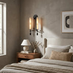 Modern Art Glass Wall Sconces in Master Bedroom Setting