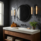 Modern Art Glass Wall Sconces in Luxury Bathroom Interior