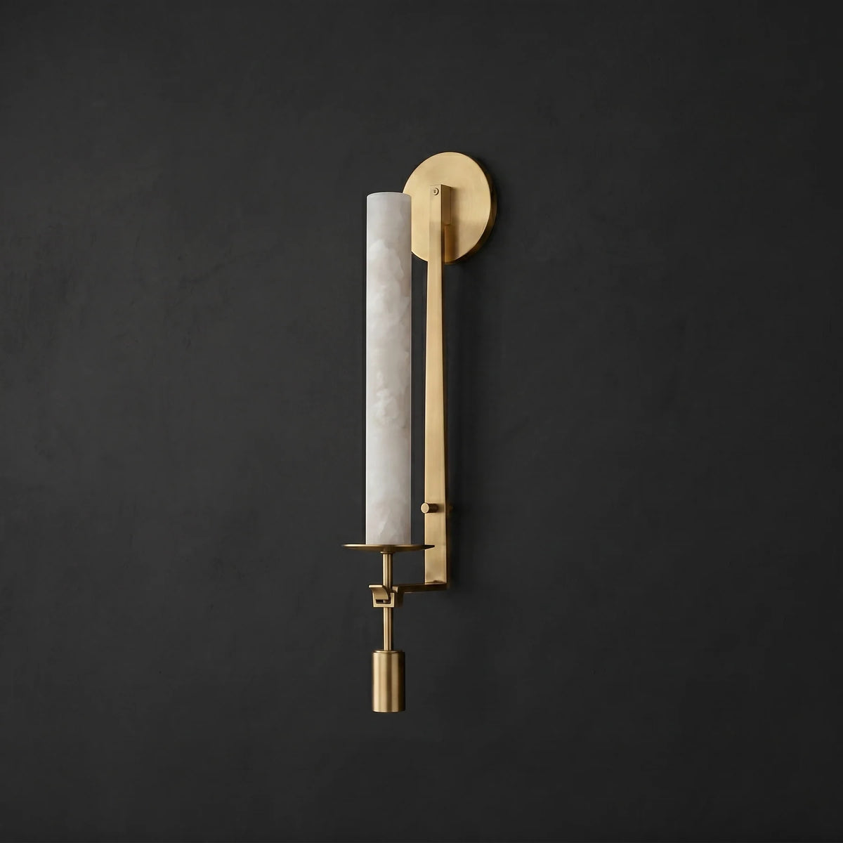 Illuminated Modern Single Head Alabaster Wall Sconce Studio Shot