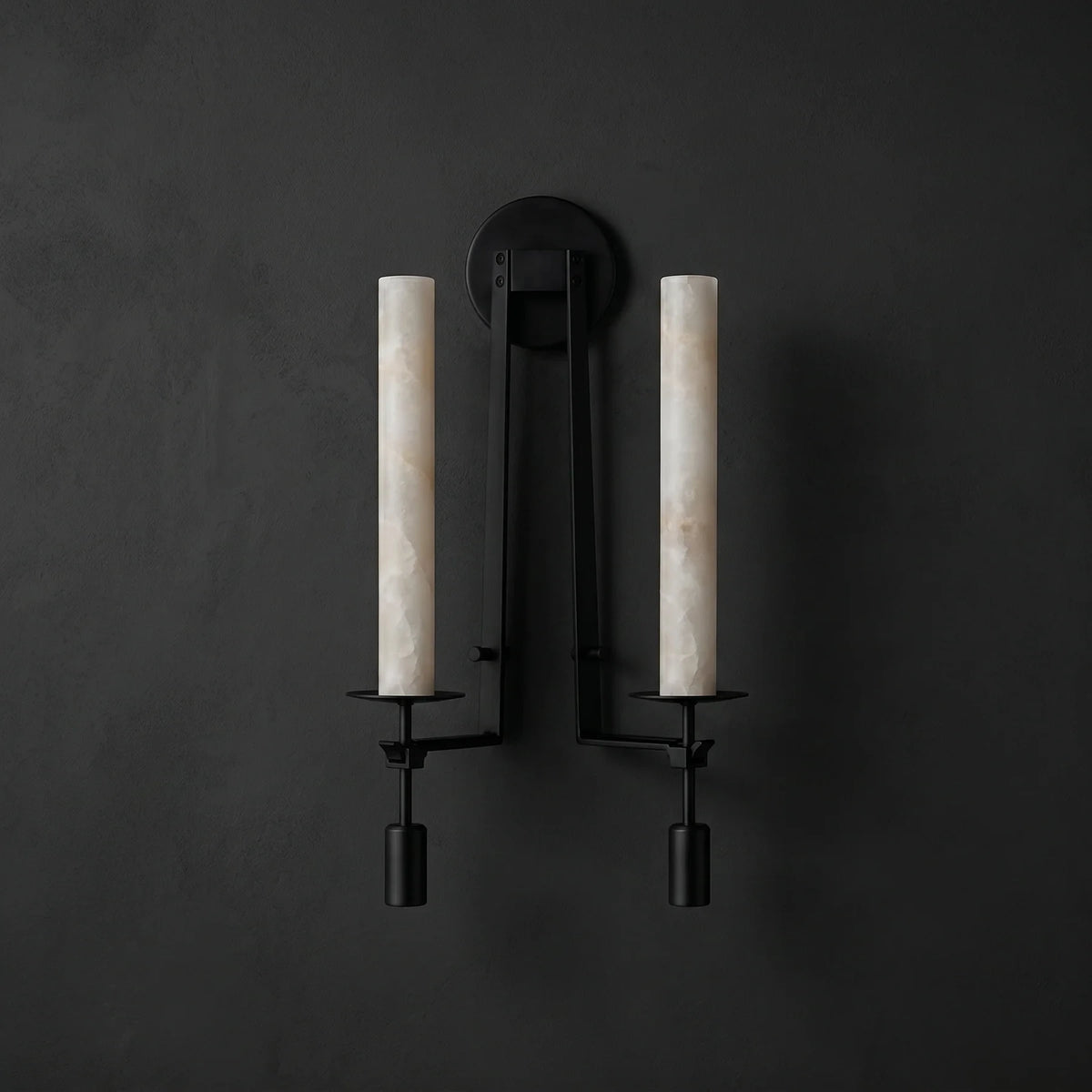 Illuminated Modern Double Cylinder Wall Sconce with Black Hardware