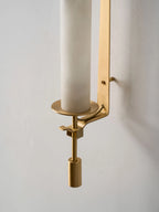 Close Up View of Alabaster Stone Cylinder and Brass Support Tray