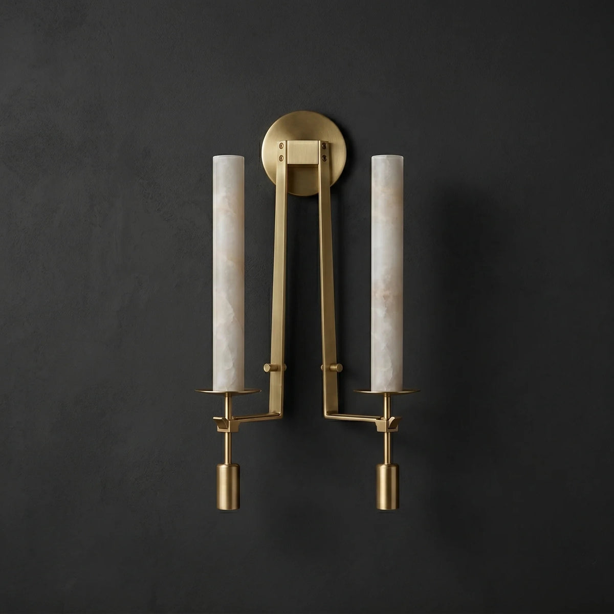 Illuminated Modern Double Cylinder Alabaster Wall Sconce Studio Display
