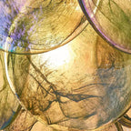 Close Up View of Illuminated Green Colorful Disc Wall Sconce