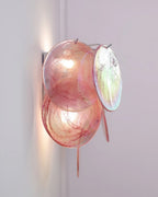 Side View of Modern Colorful Disc Art Glass Wall Sconce Studio Display