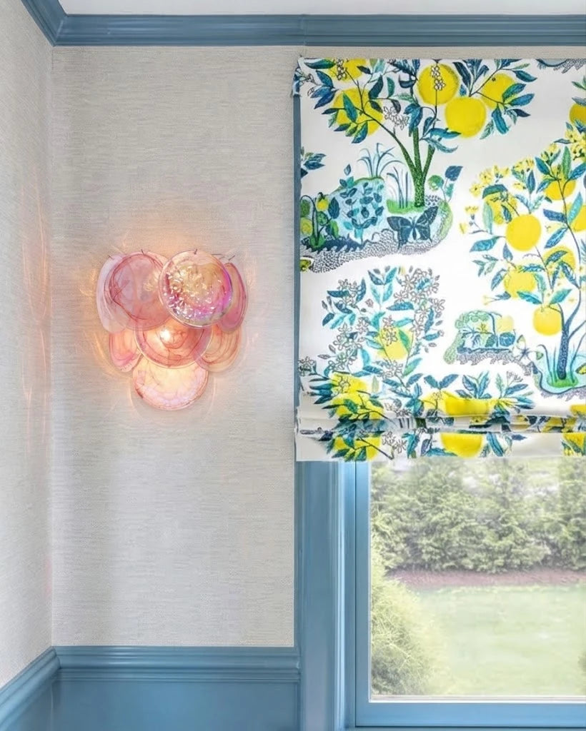Modern Colorful Disc Art Glass Wall Sconce Near Window Light