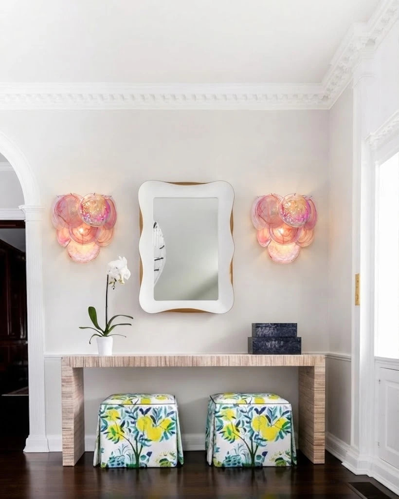 Modern Colorful Disc Art Glass Wall Sconces in Entryway Foyer