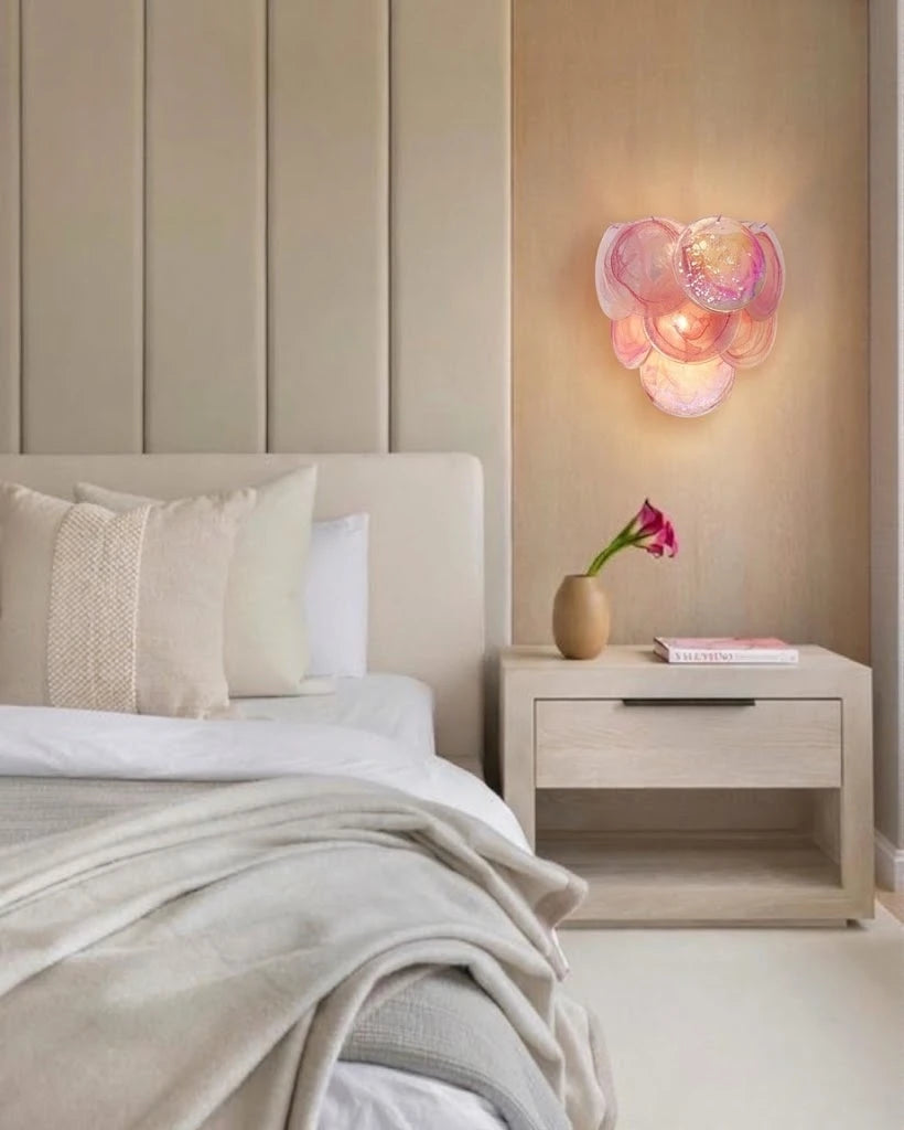 Modern Colorful Disc Wall Sconce in Contemporary Bedroom Interior
