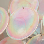 Close Up View of Pink Iridescent Round Disc Glass Texture and Glowing Edges