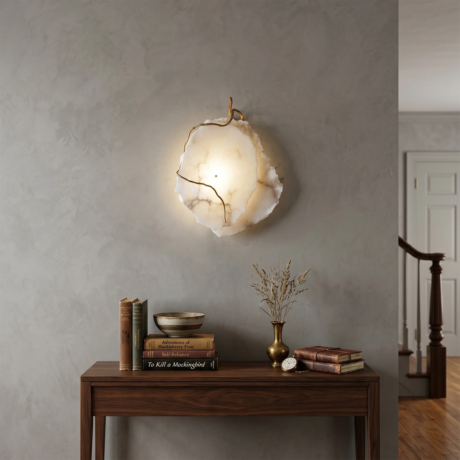 Irregular Alabaster Brass Wall Lamp