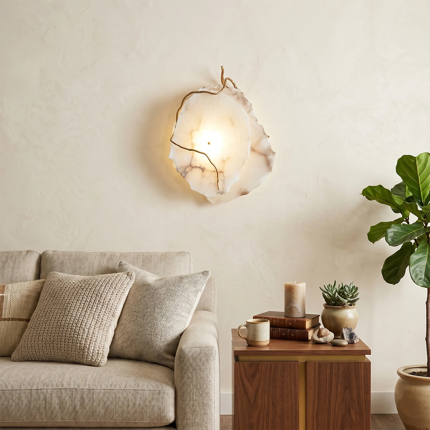 Irregular Alabaster Brass Wall Lamp