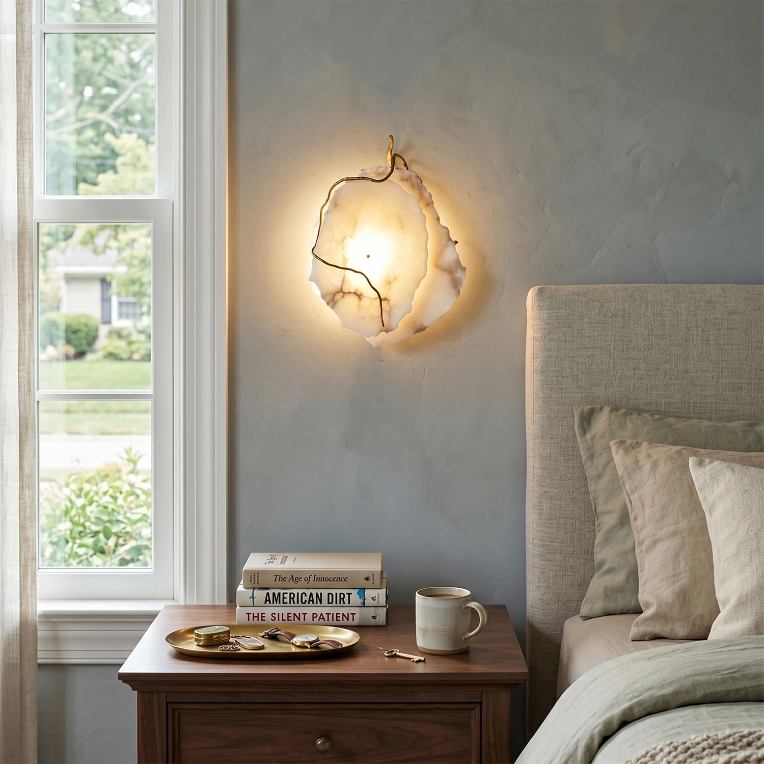 Irregular Alabaster Brass Wall Lamp