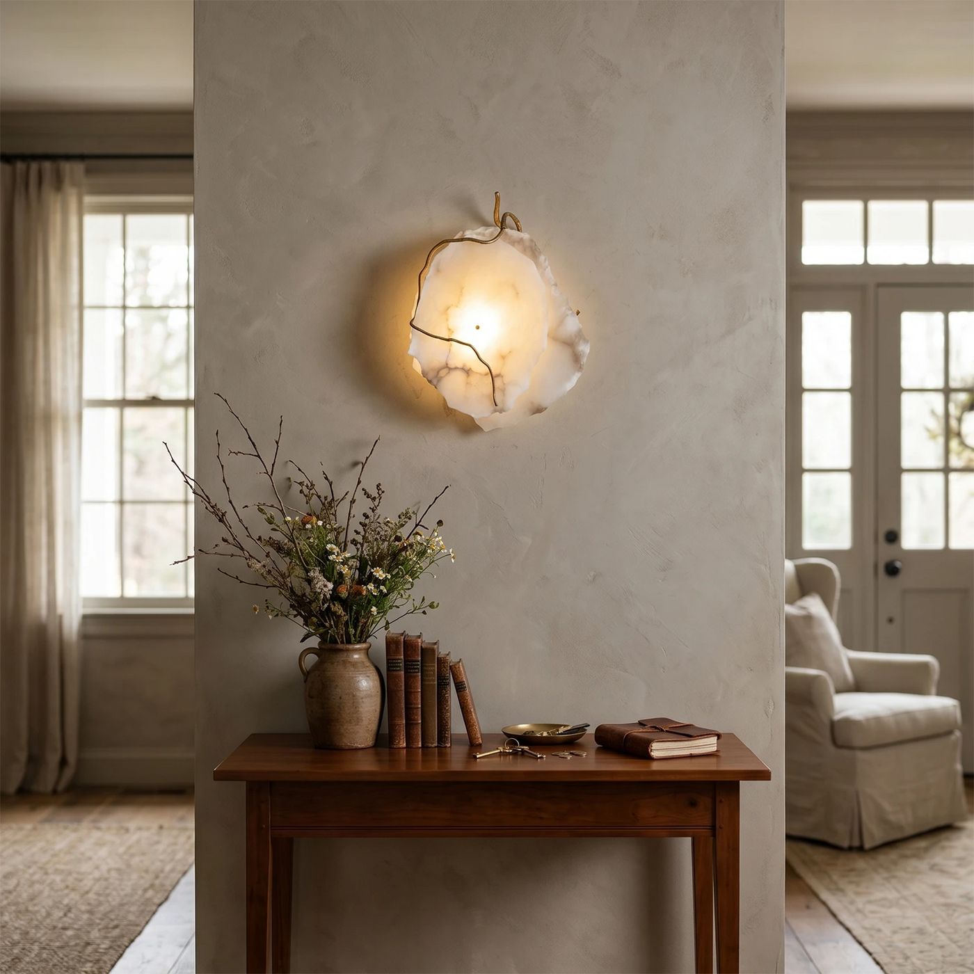 Irregular Alabaster Brass Wall Lamp