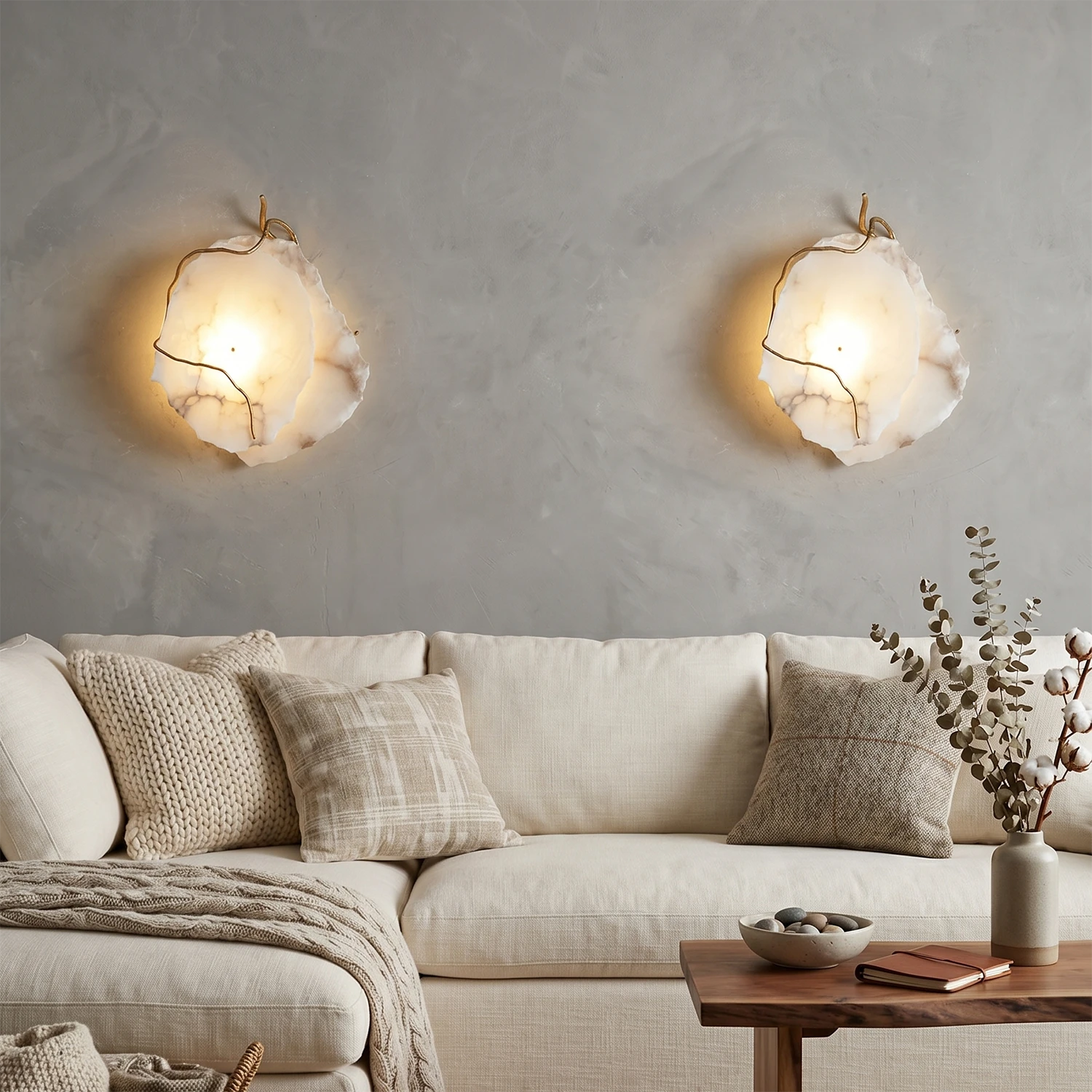 Irregular Alabaster Brass Wall Lamp