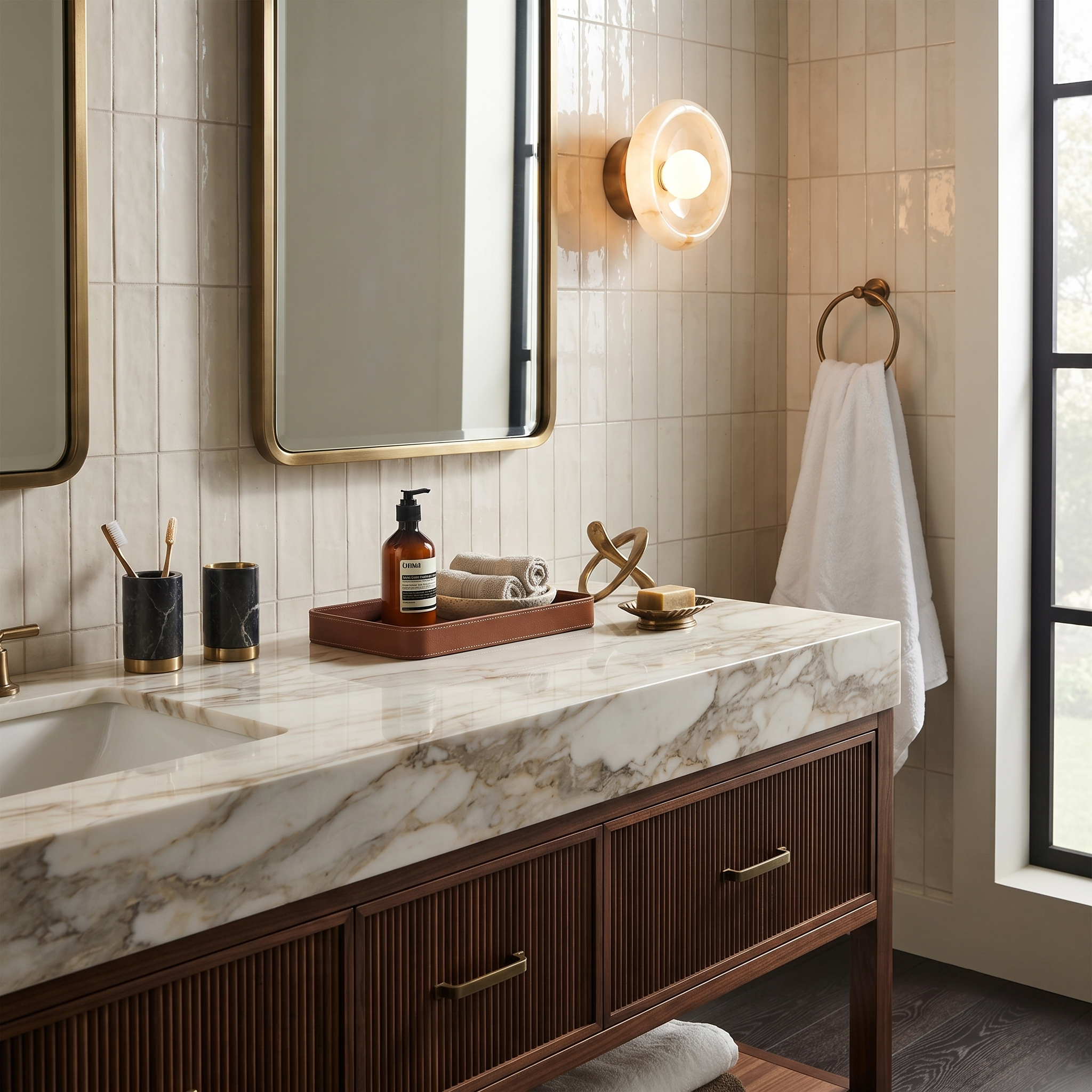 Jade and Marble Wall Sconce