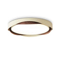 Modern Wood and Metal Flush Mount Ceiling Light on Pure White Background