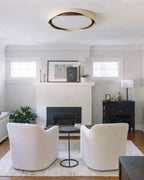 Modern Wood Ceiling Light in Living Room with Fireplace