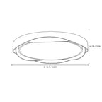 Modern Wood and Metal Flush Mount Ceiling Light Line Art Dimension Diagram