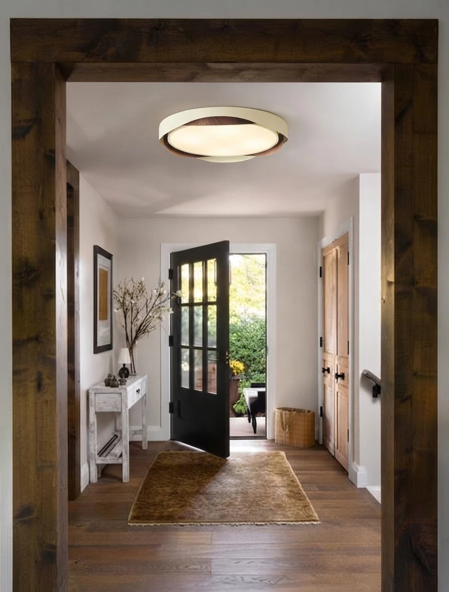 Modern Ceiling Light in Rustic Hallway Entryway