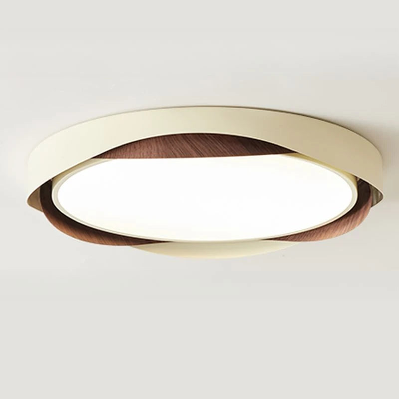 Illuminated Modern Wood Flush Mount Ceiling Light Studio Shot