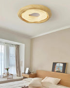 Modern Organic Wood Flush Mount Light in Elegant Bedroom