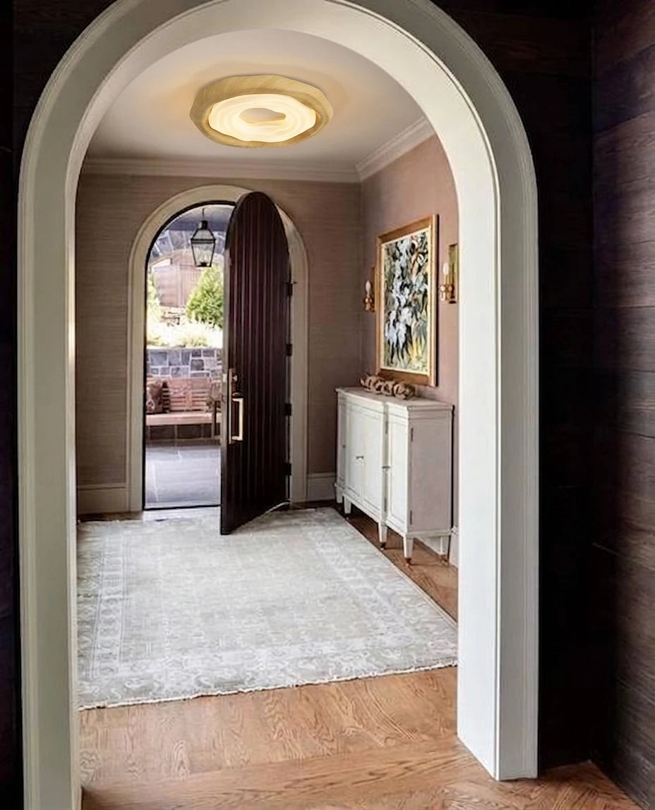 Modern Flush Mount Ceiling Light in Arched Foyer Entryway