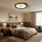 Modern Organic Wood Flush Mount Light in Master Bedroom