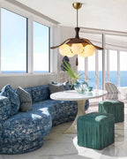 Modern Wood Floral Pendant Light in Contemporary Living Space
