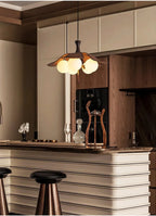 Modern Wood Floral Pendant Light in Kitchen Bar Area