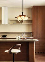 Modern Wood and Glass Pendant Light in Contemporary Kitchen