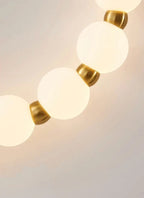 Close Up View of Glowing Beaded Spheres and Brass Connectors Details