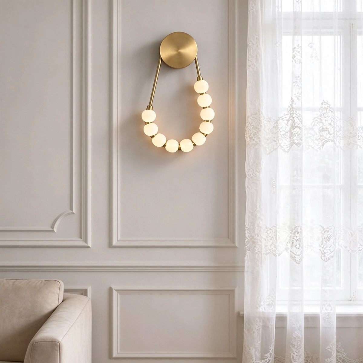 Modern Beaded Glass Wall Sconce in Sophisticated Interior Space