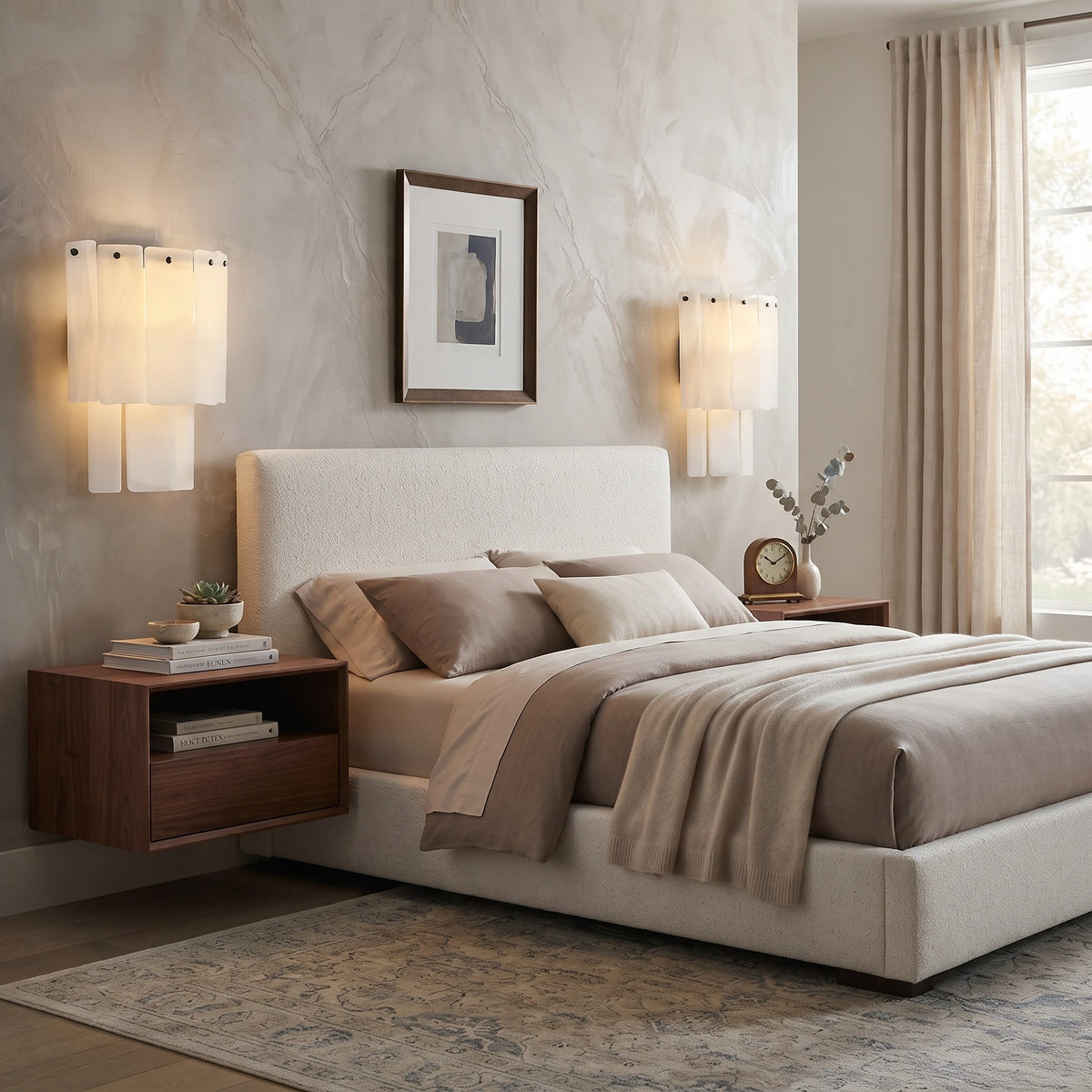 Geometric Stone Wall Light as Ambient Bedside Lighting