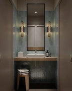Modern Art Glass Wall Sconce in Modern Bathroom Vanity