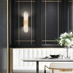 Modern Capsule Alabaster Wall Sconce in Dining Room Setting