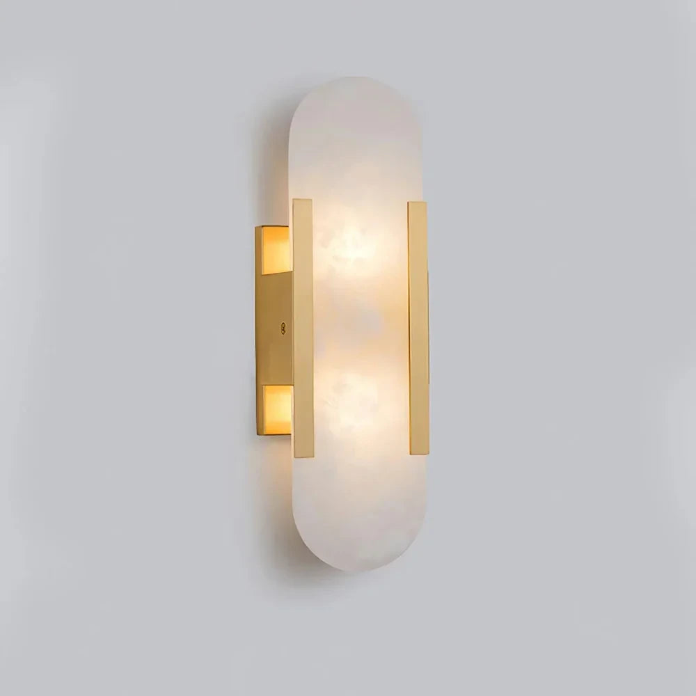 Illuminated Modern Capsule Alabaster Wall Sconce Studio Shot