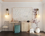 Modern Brass Globe Wall Sconce in Designer Living Area