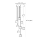 Modern Multi-Light Cube Alabaster Chandelier Line Art Dimension Diagram