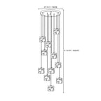 Modern Grand Cube Alabaster Chandelier Line Art Dimension Diagram